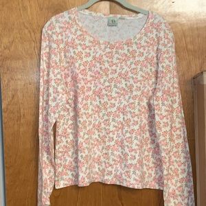 Belongings light pink ditsy floral long sleeve top, size XL